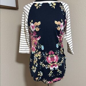 Nuggles Striped Floral Long Sleeve Top